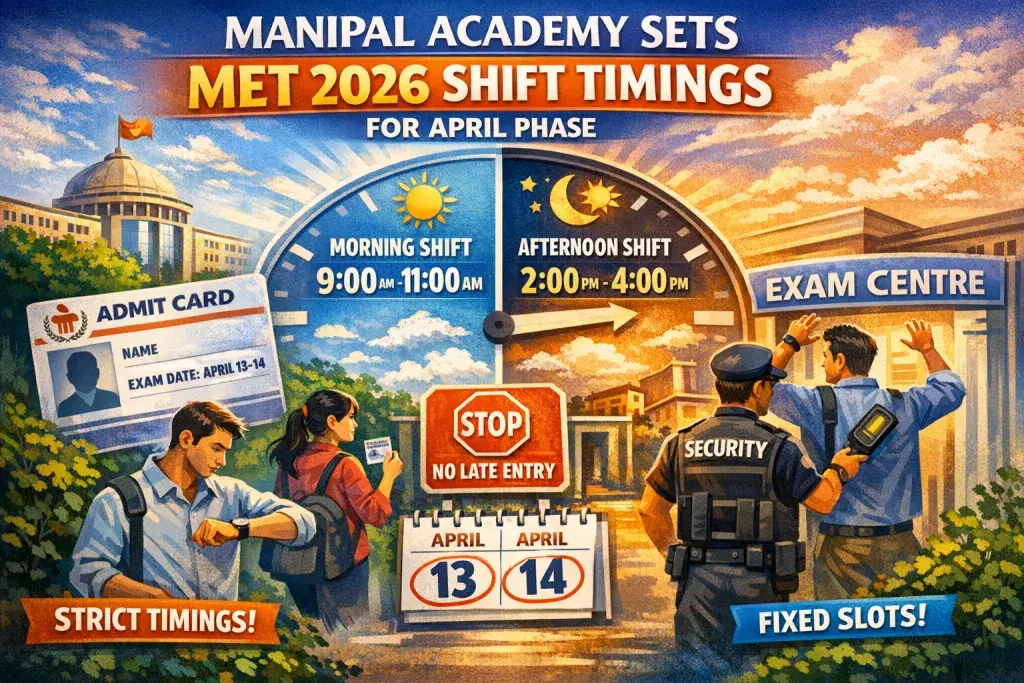 Manipal Academy Sets MET 2026 Shift Timings for April Phase